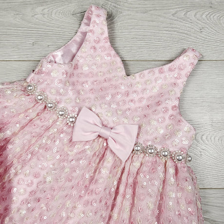 BBIN1 - American Princess pink embroidered special occasion dress + bloomers. Size 18 months