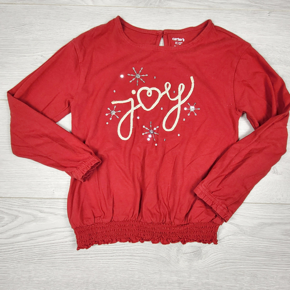 TBRG1 - Carters red "Joy" top. Size 8