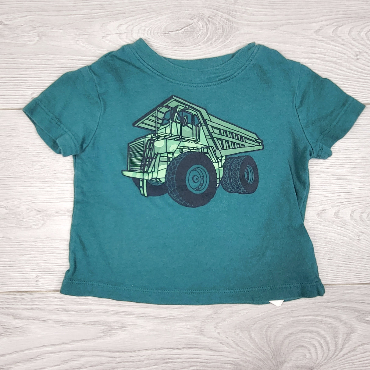 SKOT2 - Gap green t-shirt with dump truck. Size 3-6 months