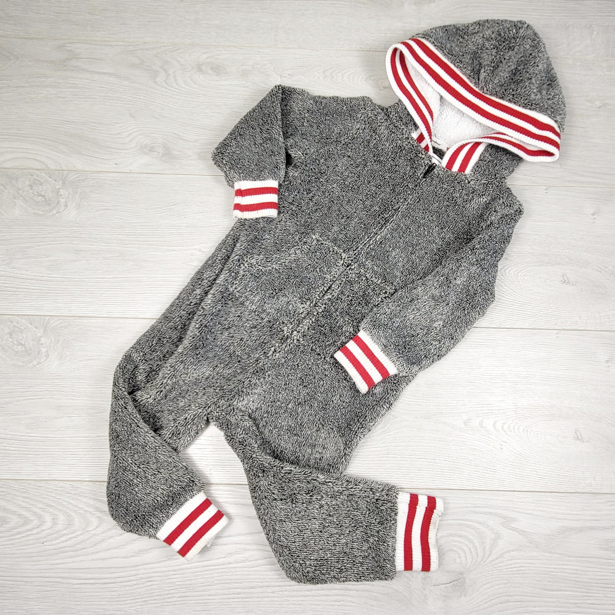 SKOT2 - Canadiana plush hooded romper. Size 2T