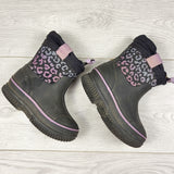STLL1 - Black leopard print rain boots. Size 7