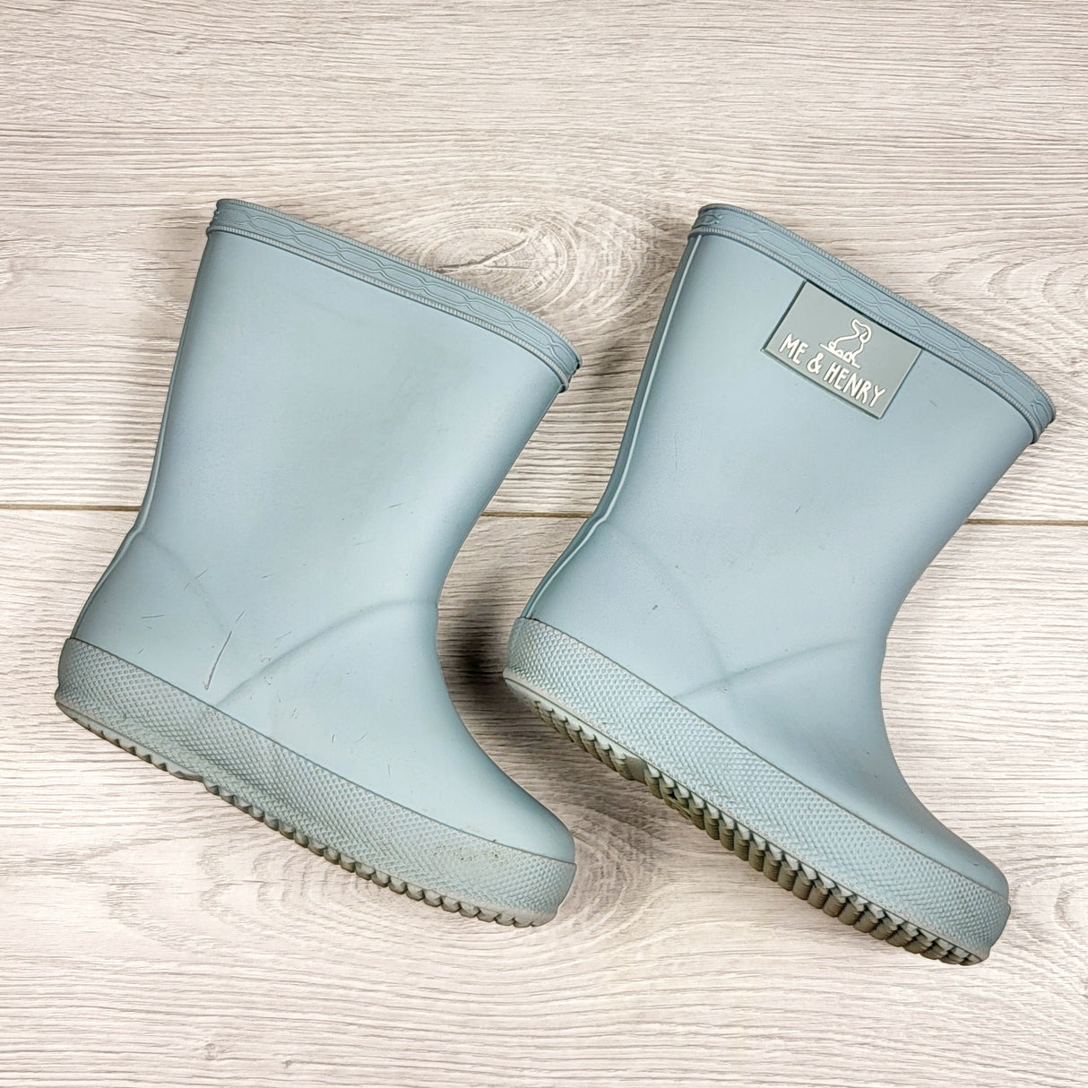 AROS1 - Me and Henry blue rain boots. Size 6