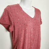 RELL1 - Old Navy pink fitted floral print maternity t-shirt. Size large