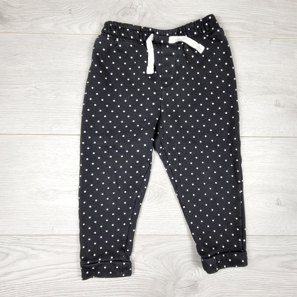 KCHV1 - George black polka dot sweatpants. Size 18-24 months