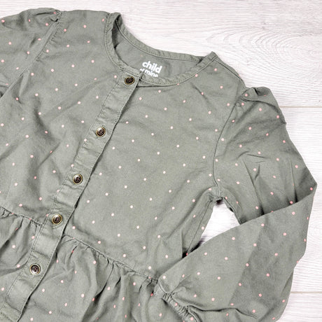 MGHN1 - Child of Mine green polka dot dress. Size 3T