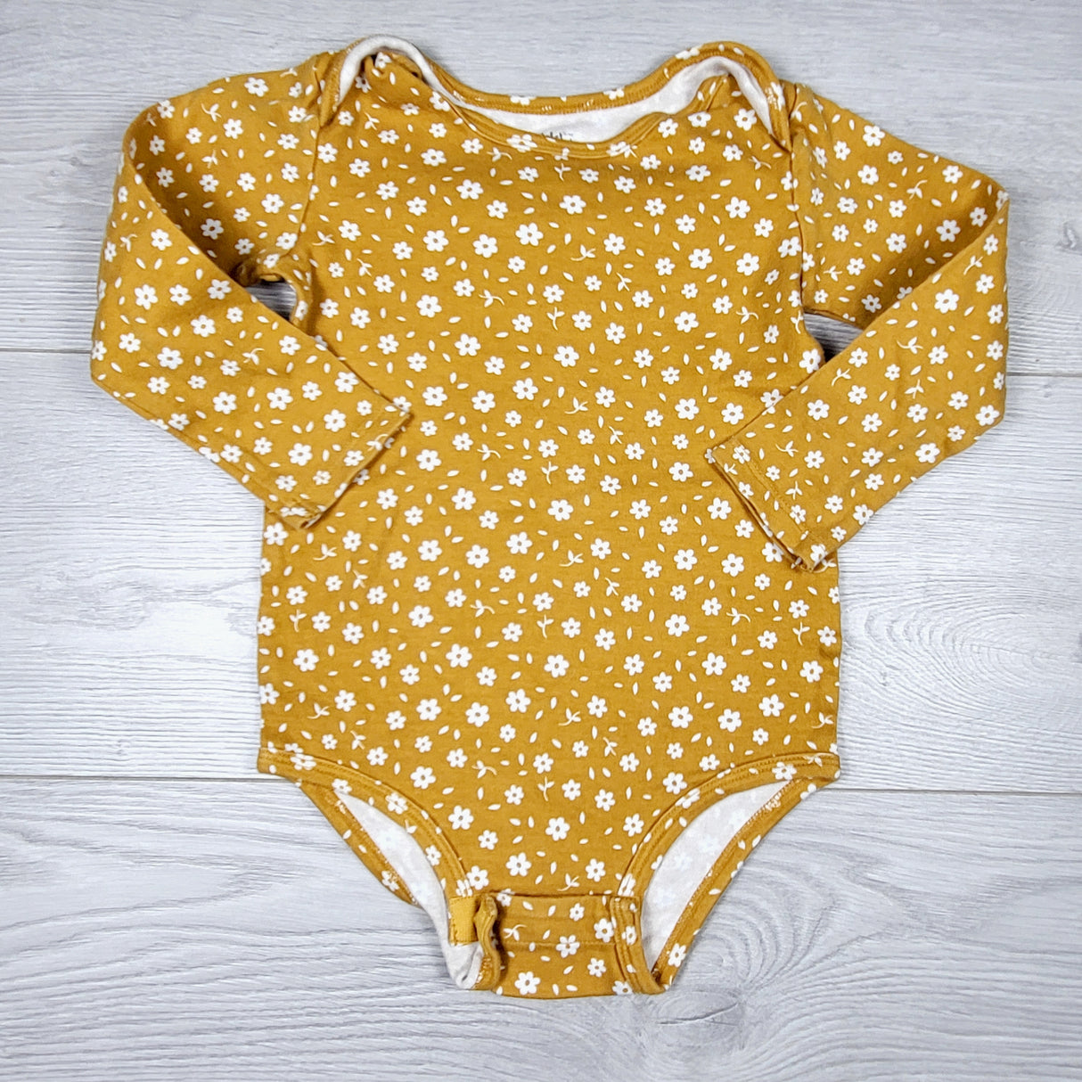 MGHN1 - Pekkle yellow floral print bodysuit. Size 24 months