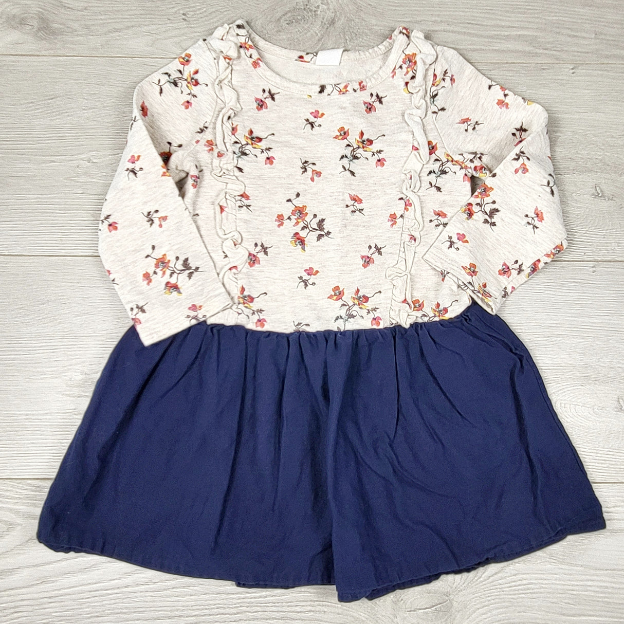 KCHV3 - Gap floral and navy sweatshirt dress. Size 3T