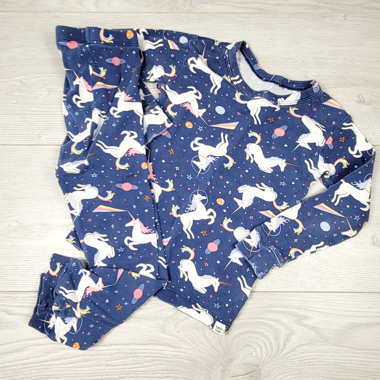 KCHV3 - Gap navy 2pc cotton unicorn PJs. Size 3T