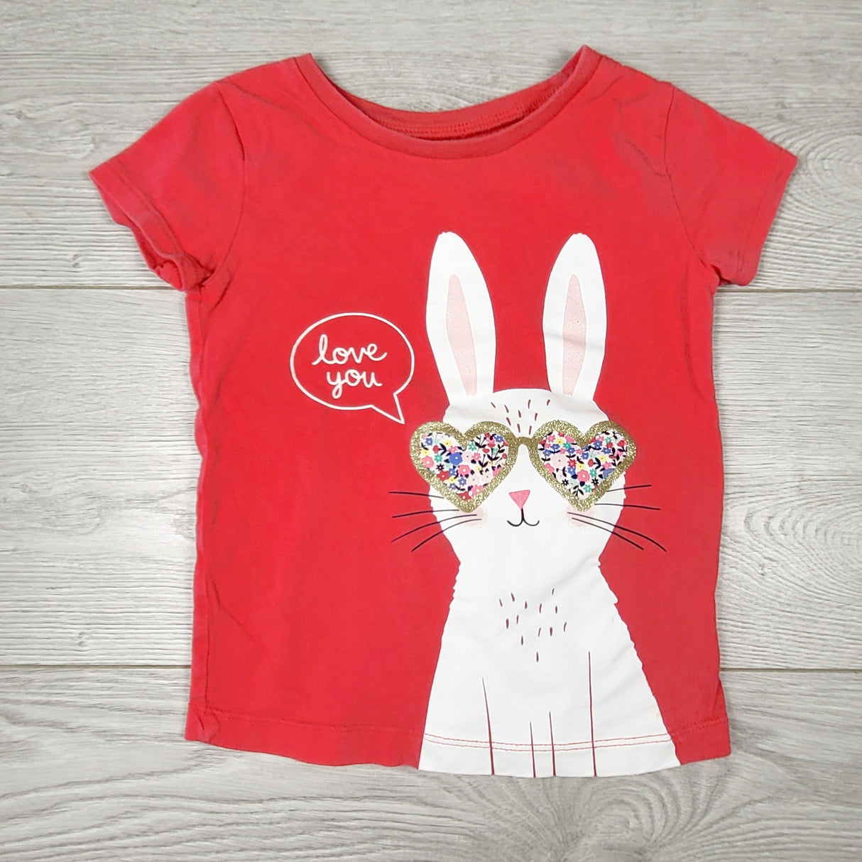 KCHV3 - Carters pinky-red bunny t-shirt. Size 3T