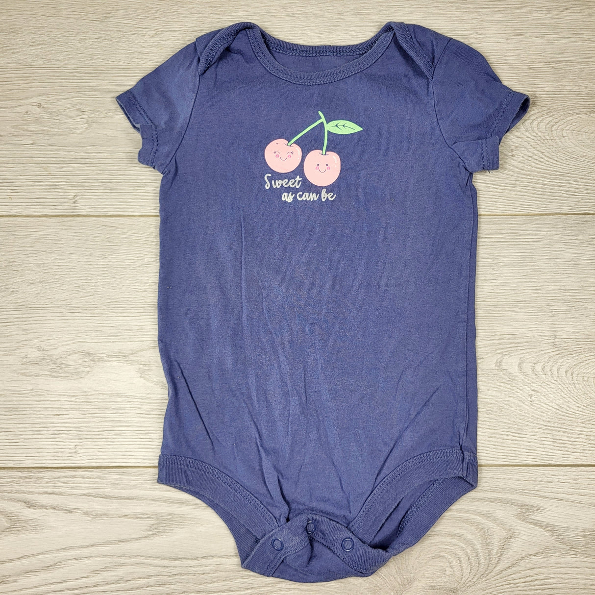 RBEN1 - George blue bodysuit with cherries. Size 12-18 months
