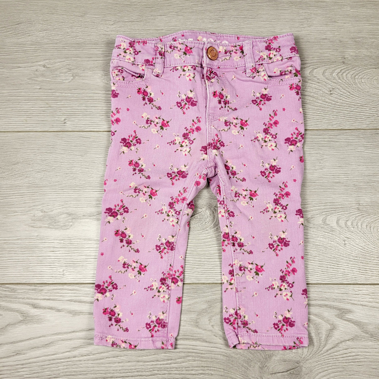 RBEN1 - Gap pink floral print skinny jeans. Size 12-18 months