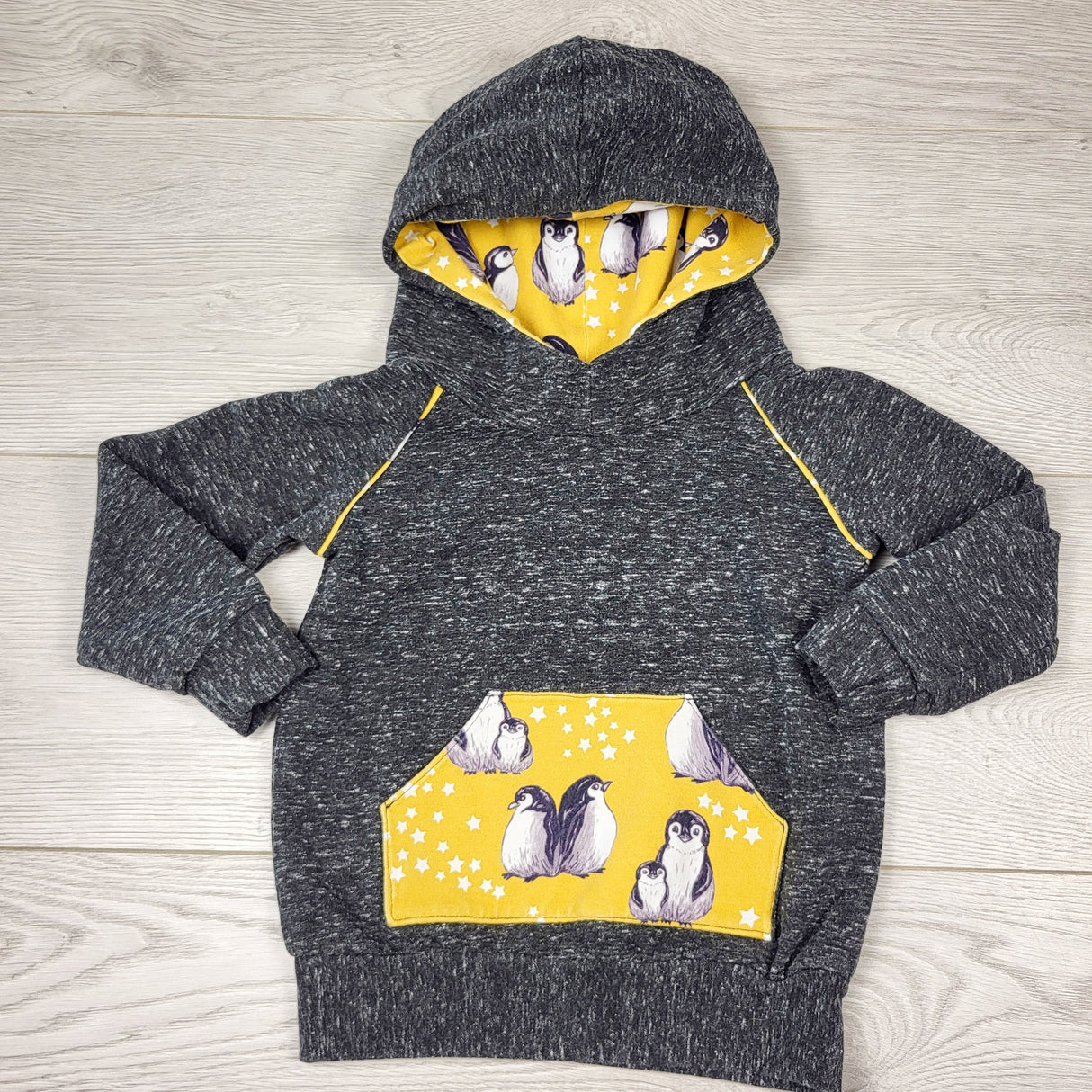 RBEN1 - Handmade penguin pullover hoodie. Size 12-18 months