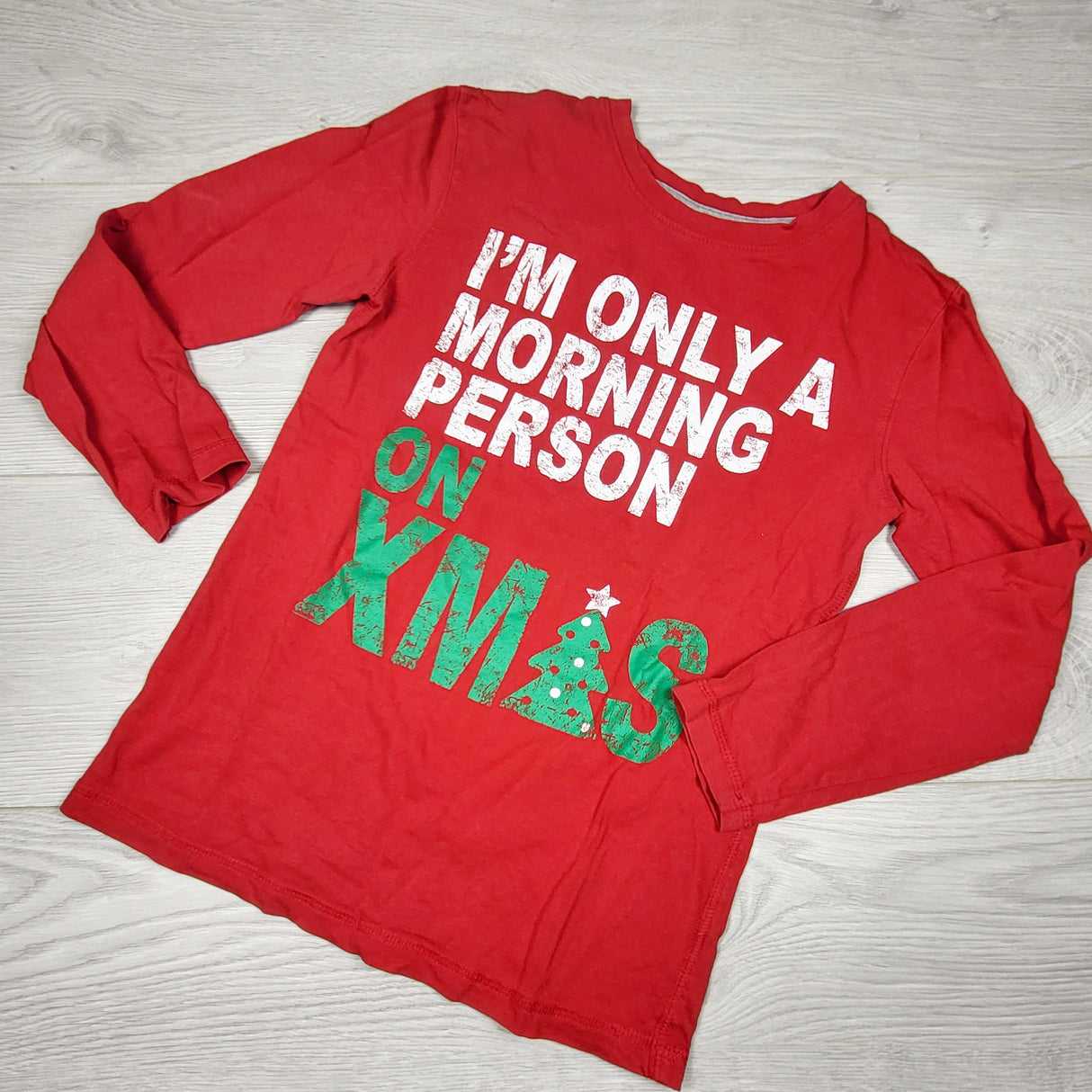 ANTE1 - George red "Morning Person" shirt. Size 7/8