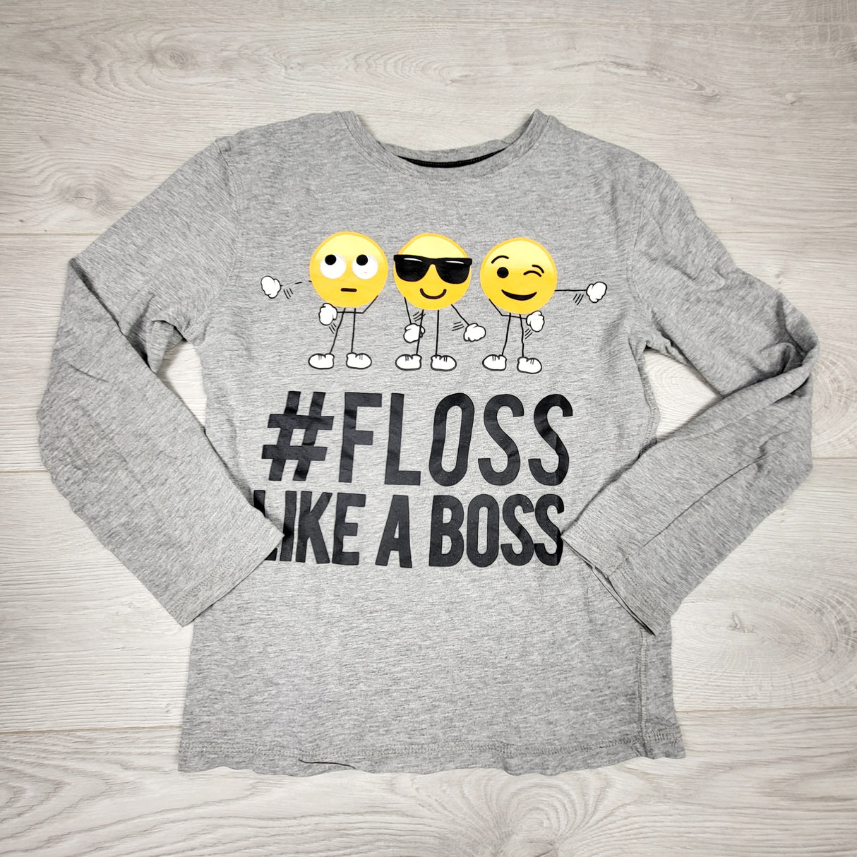 ANTE1 - George grey "Floss Like a Boss" top. Size 7/8