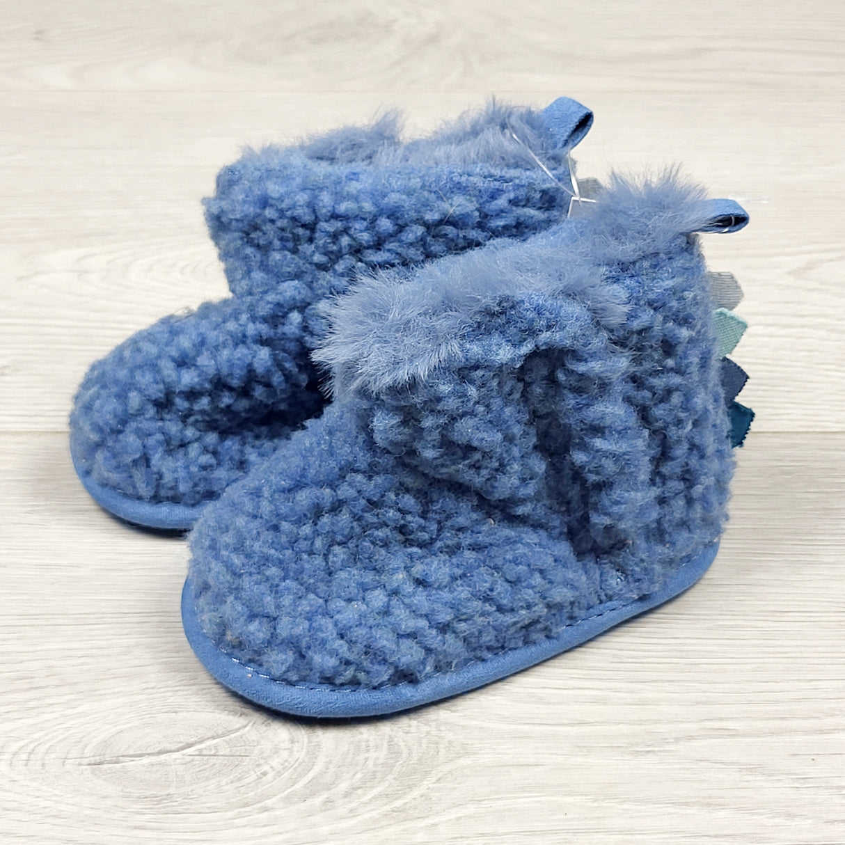 SAFW1 - NEW - Next blue faux shearling soft soled booties. Size 3-6 months