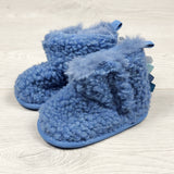 SAFW1 - NEW - Next blue faux shearling soft soled booties. Size 3-6 months