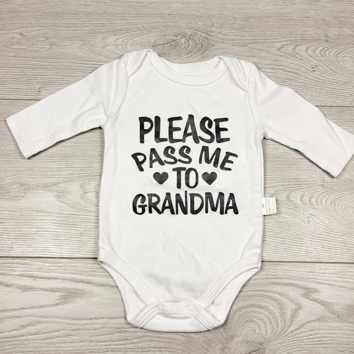 SAFW1 - White "Please Pass Me to Grandma." Size 3 months