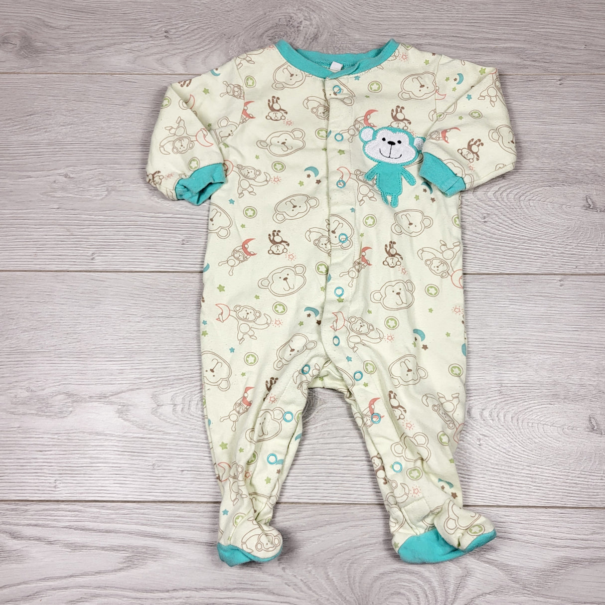 SAFW11 - Pekkle cotton sleeper with monkeys. Size 3 months