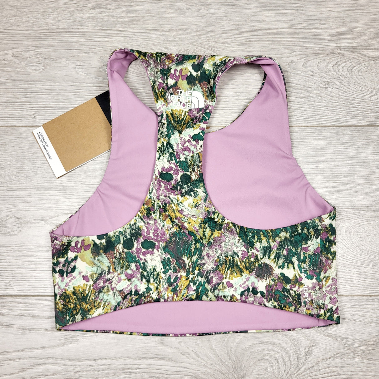 SAFW11 - NEW - North Face purple patterned tanklette sports bra. Girls size 10