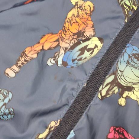DMKY1 - H and M navy Marvel super heroes hooded windbreaker jacket. Size 4-6 Years