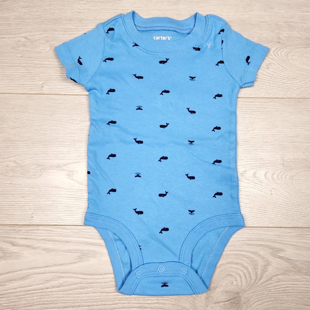 KRML1 - Carters blue bodysuit with whales. Size 6 months