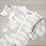 KRML1 - Watch Me Grown grey cotton sleeper with clouds. Size 3-6 months