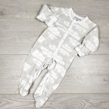 KRML1 - Watch Me Grown grey cotton sleeper with clouds. Size 3-6 months
