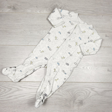 KRML1 - Carters grey cotton sleeper with safari animals. Size 6 months