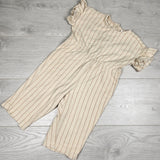DMKY2- H and M beige striped jumpsuit. Size 12-18 months