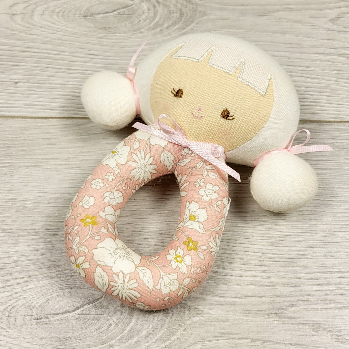 Alimrose Audrey Grab Rattle in Blossom Lily Pink design