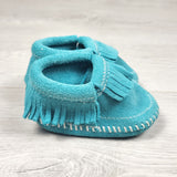 Minnetonka turquoise suede "Riley" booties. Newborn size