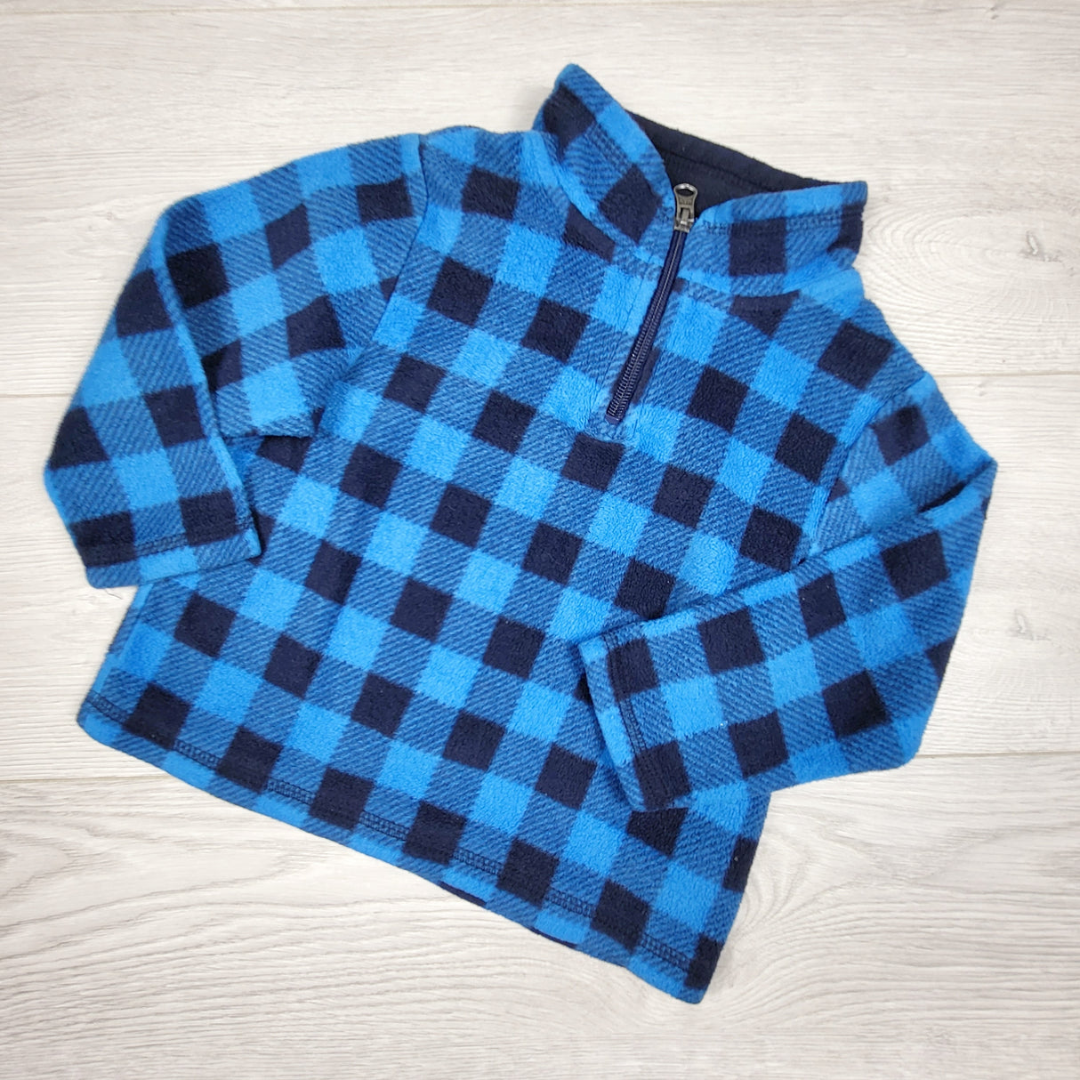 Children's Place blue buffalo plaid fleece pullover. Size 2T