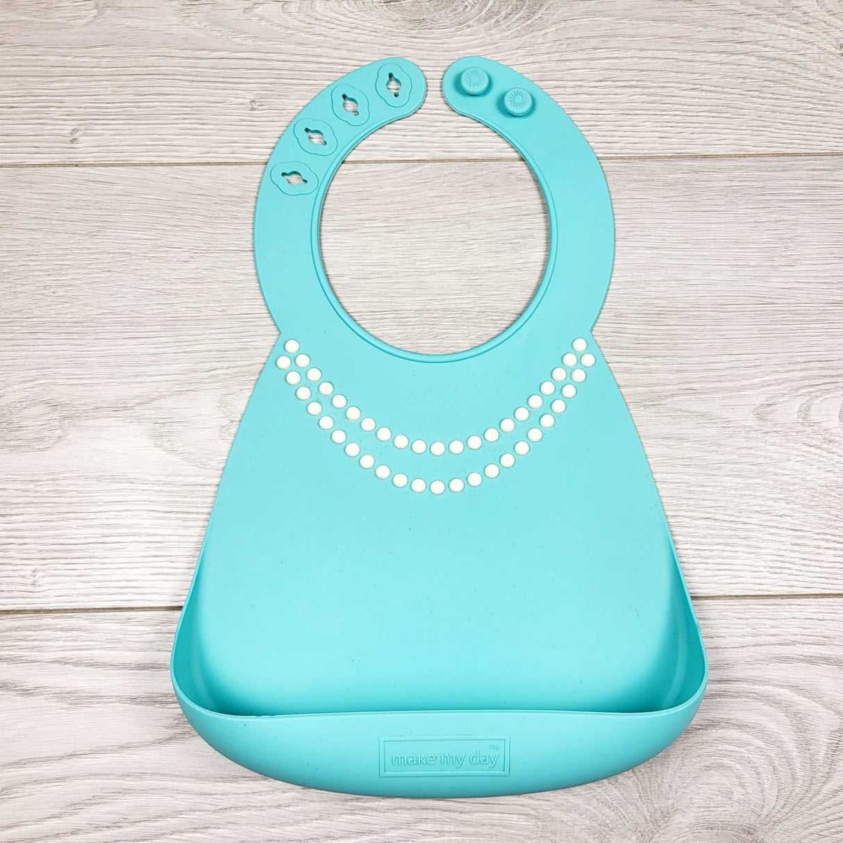 Make My Day blue silicone bib