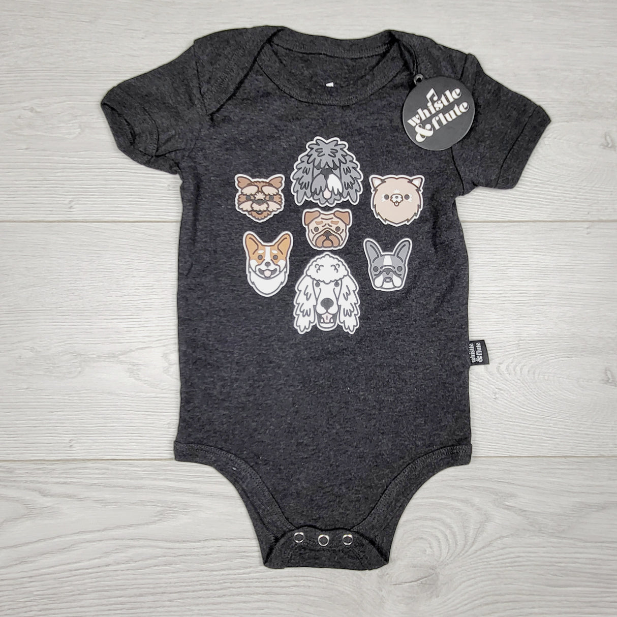 NEW - Whistle and Flute bodysuit with dogs. Size 6-12 months