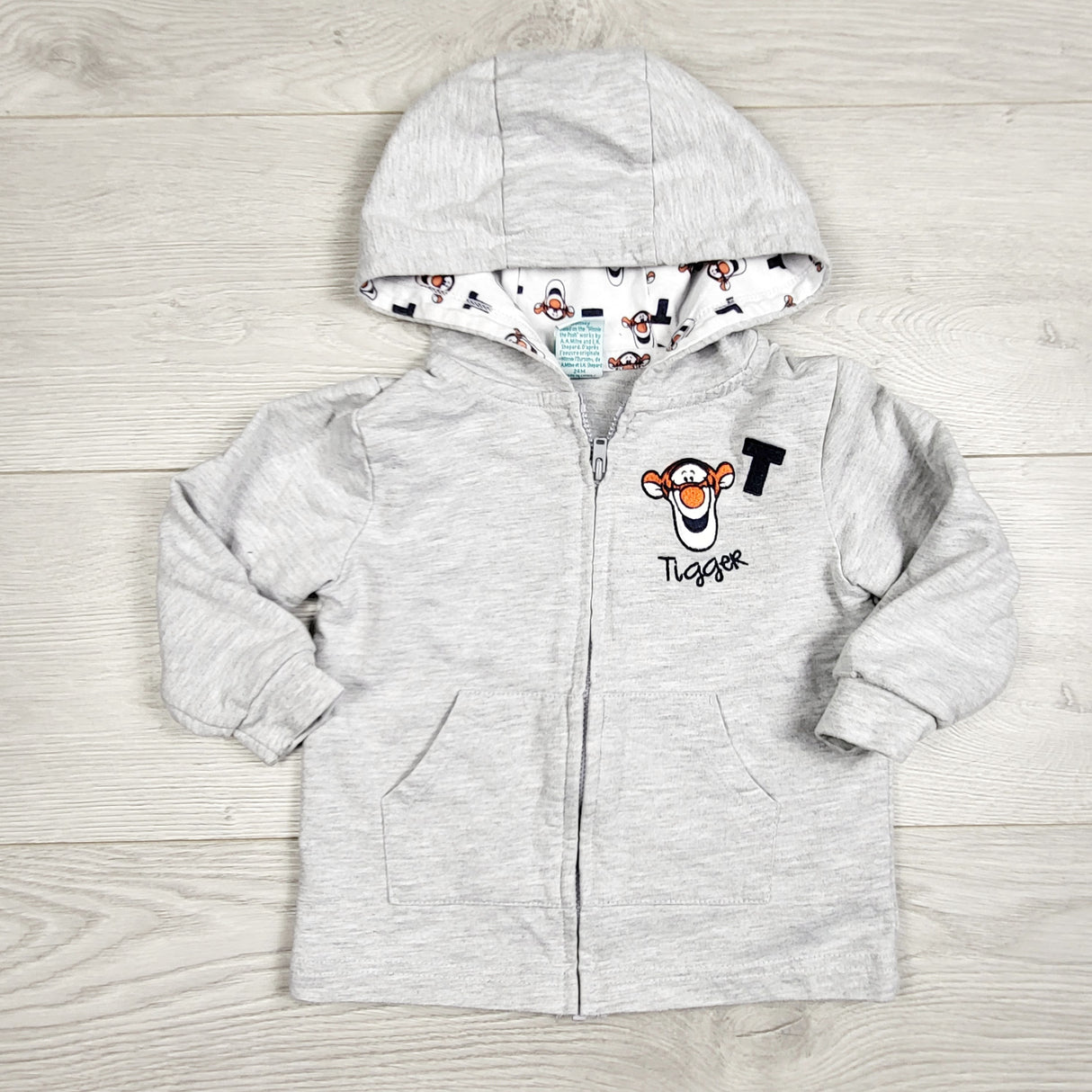 Disney grey zip up cotton Tigger hoodie. Size 24 months