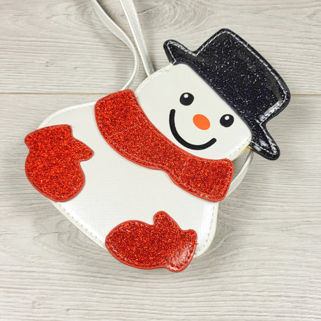 Glitter snowman crossbody purse