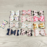 Lot of faux leather bow hair clips