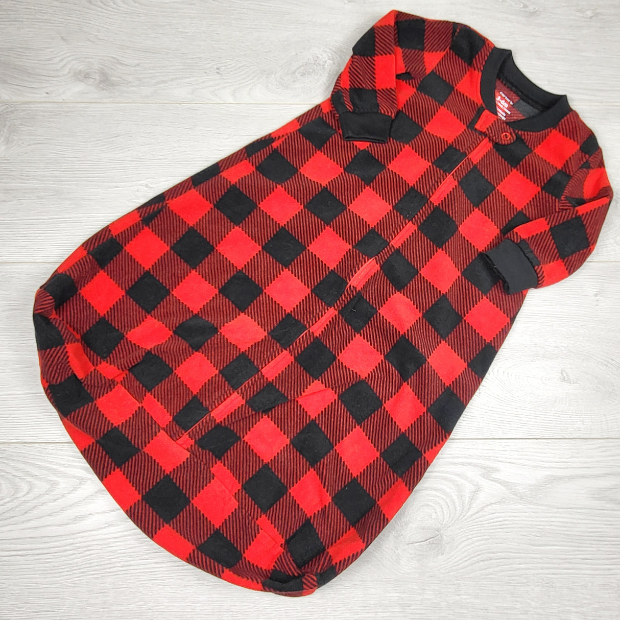 Carters buffalo plaid fleece sleep gown. Size 3-6 months