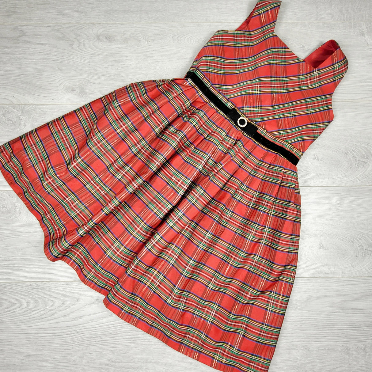 Jona Michelle red plaid special occasion dress. Size 7