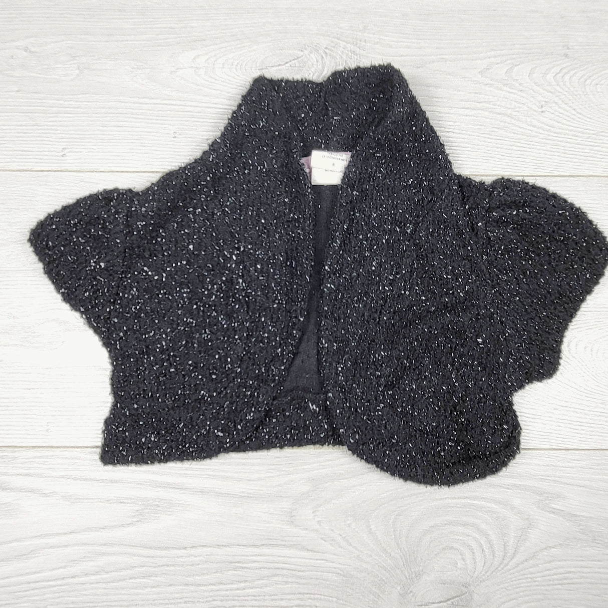 Vintage Secret Charm black sparkly shrug style sweater. Size 6