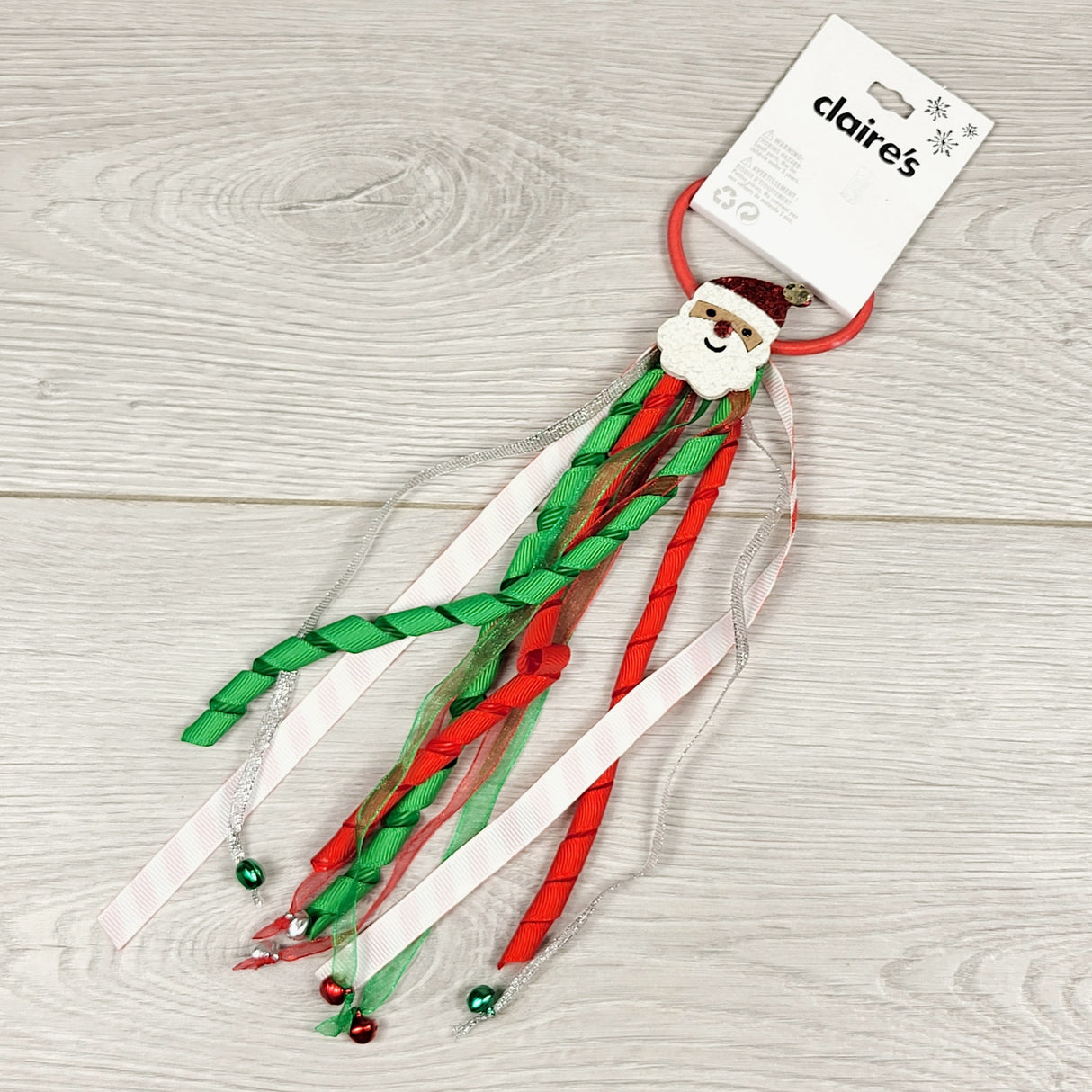 NEW - Claire's streamer hair elastic with Santa