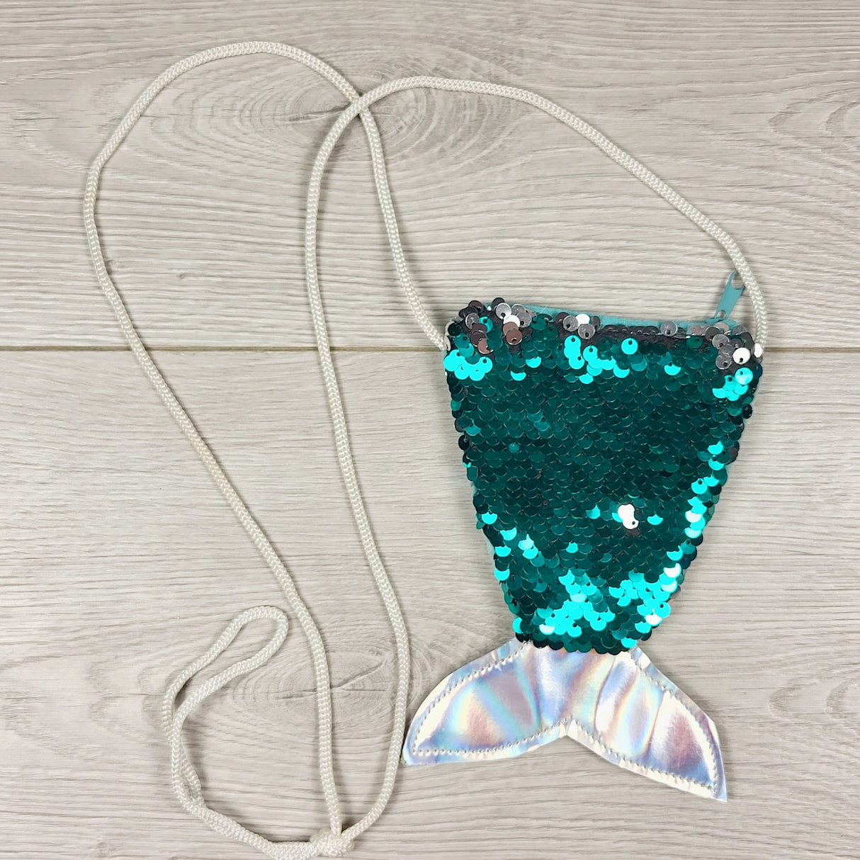 Teal flip sequin mermaid tail coin purse