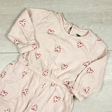 Old Navy pink romper with candy cane hearts. Size 6-12 months