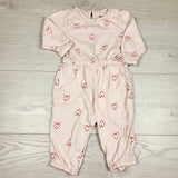 Old Navy pink romper with candy cane hearts. Size 6-12 months
