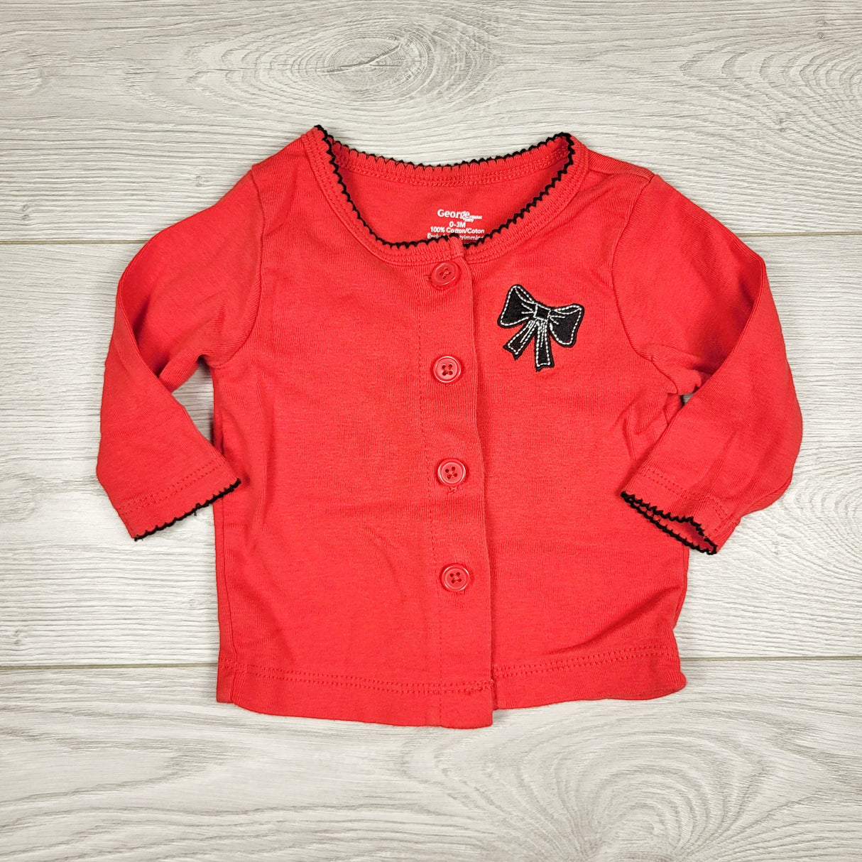George red button down top with bow. Size 6-12 months