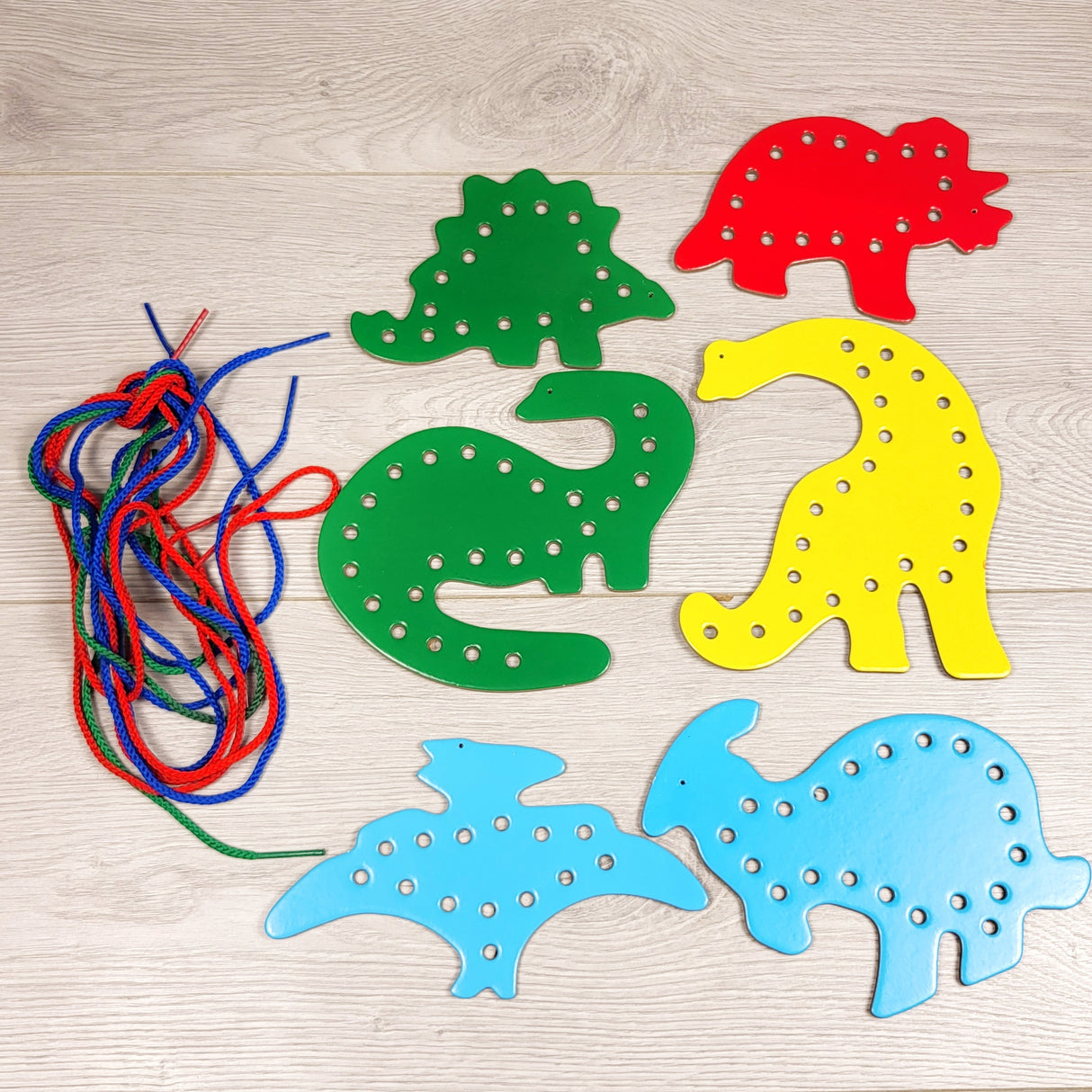 Dinosaur lacing cards