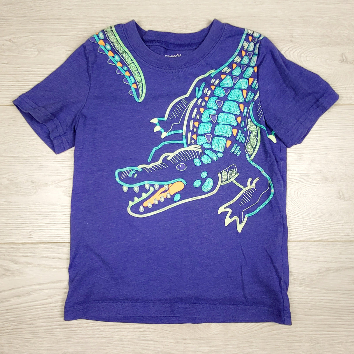 Carters purple-blue t-shirt with crocodile. Size 4T