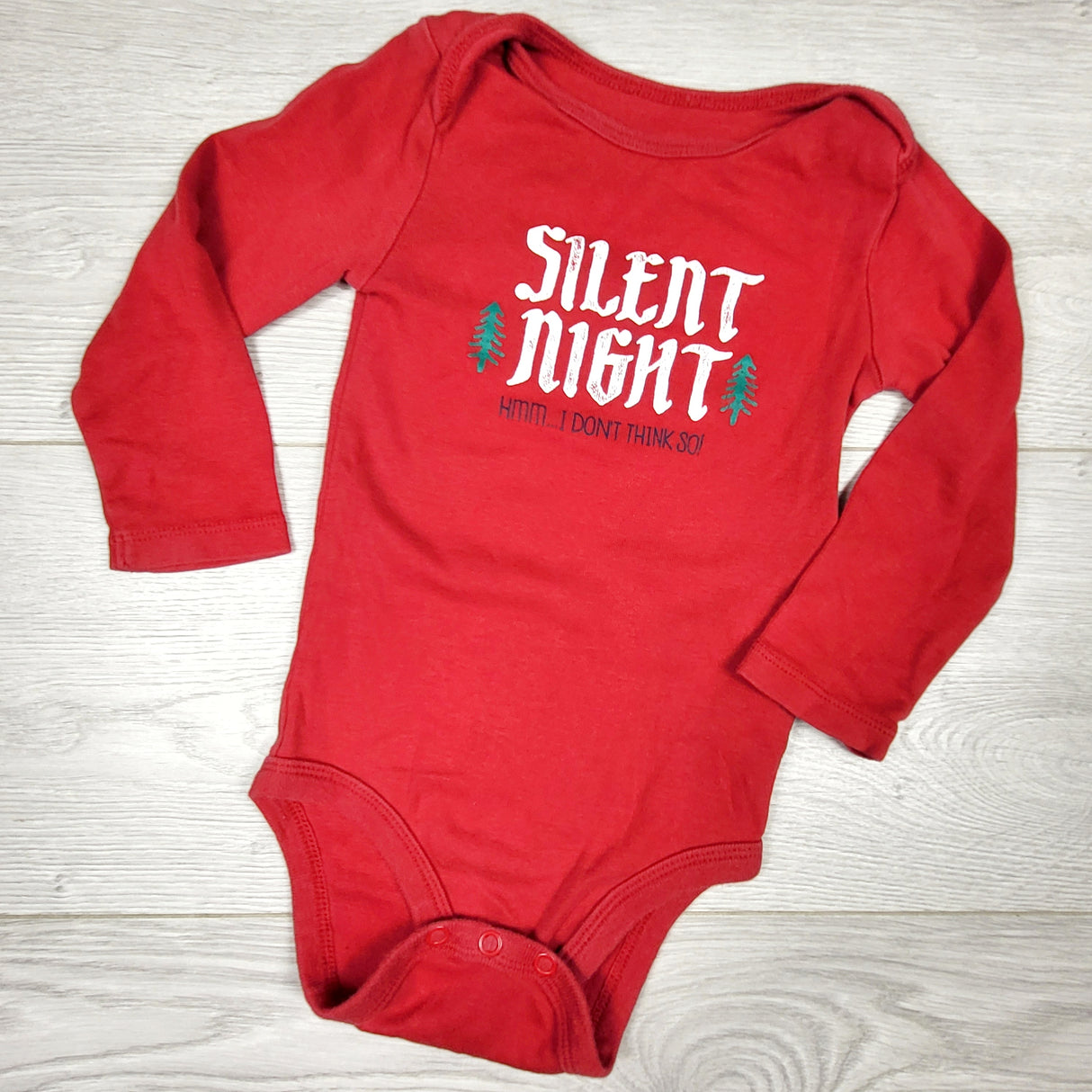 Joe red "Silent Night" bodysuit. Size 12-18 months