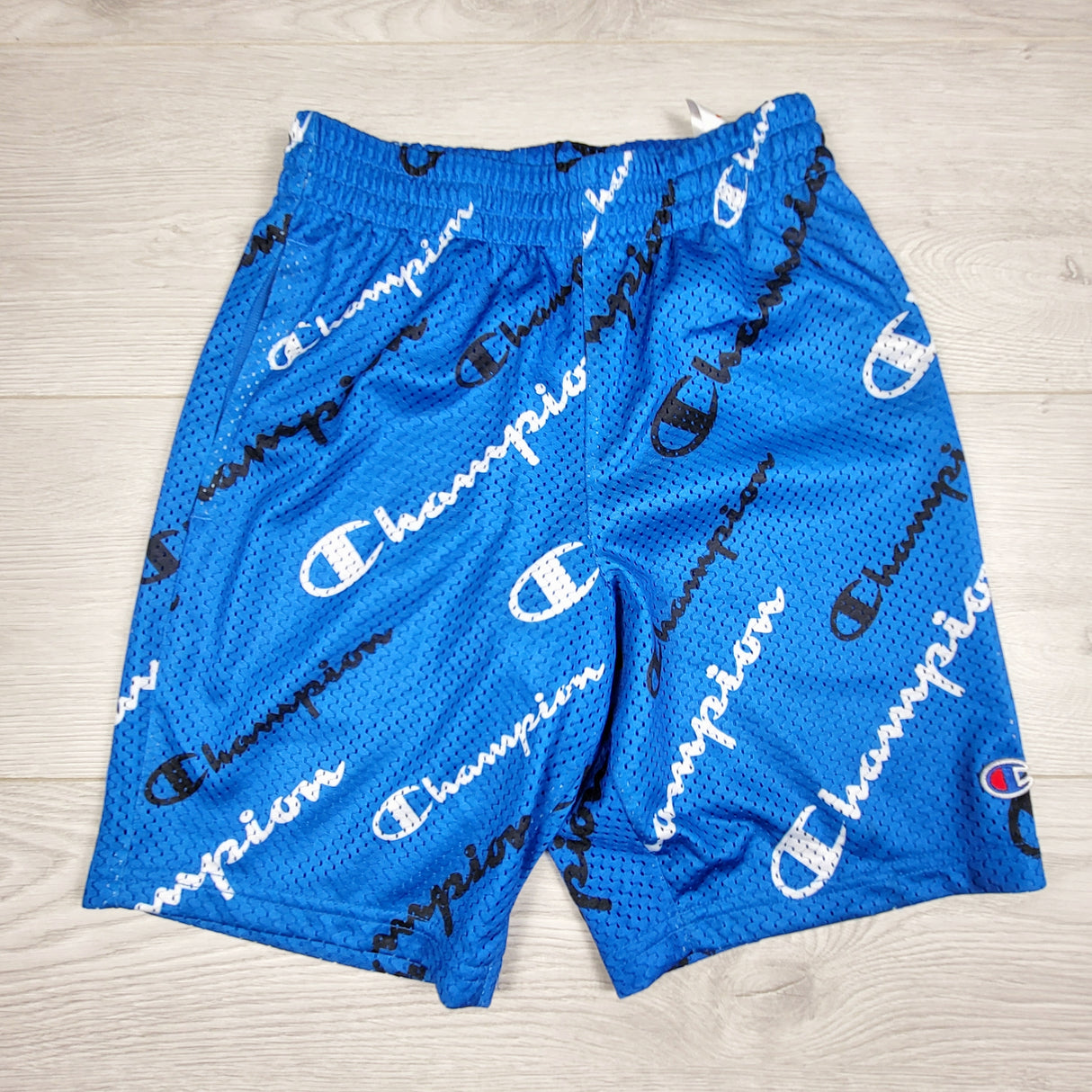 Champion blue logo print active shorts. Size small