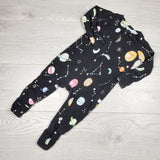 Loulou Lollipop black space themed Tencel sleeper. Size 6-12 months